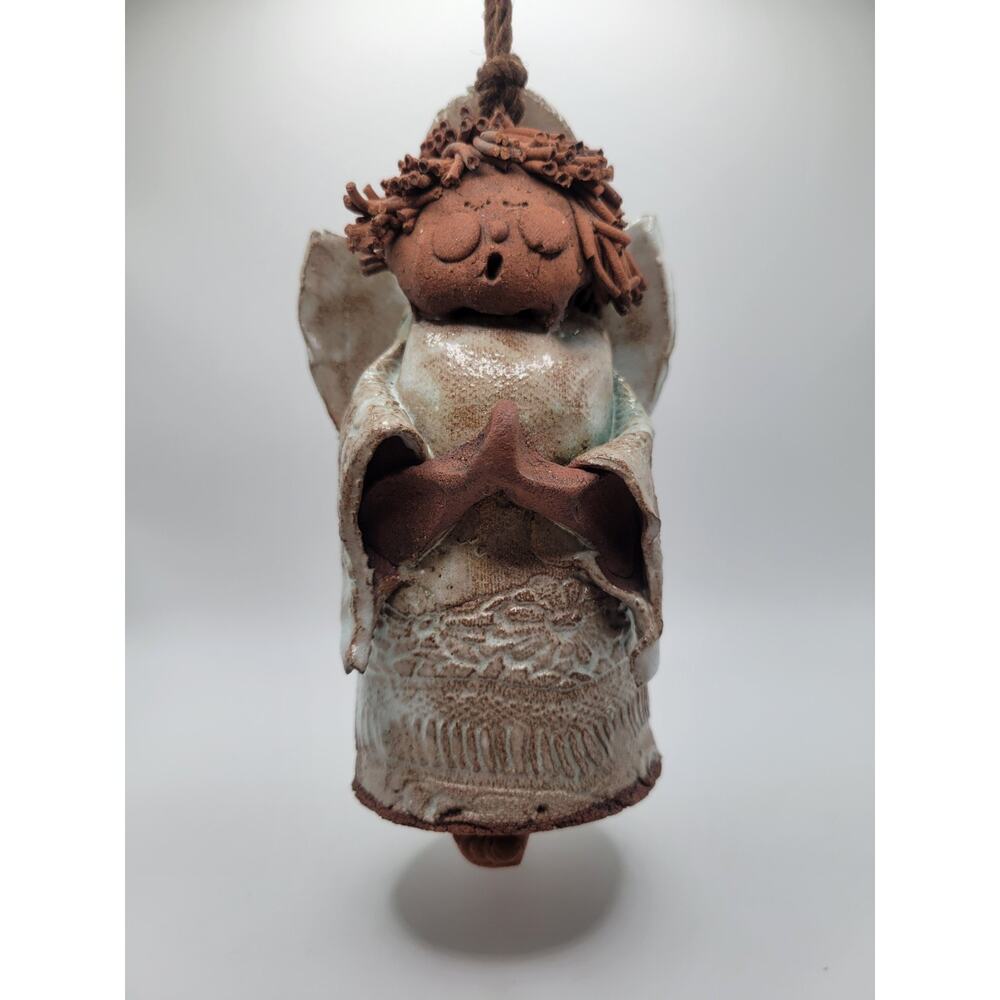 Studio Art Pottery By Ursula Clay Angel Bell Feet Clapper Signed 7"
